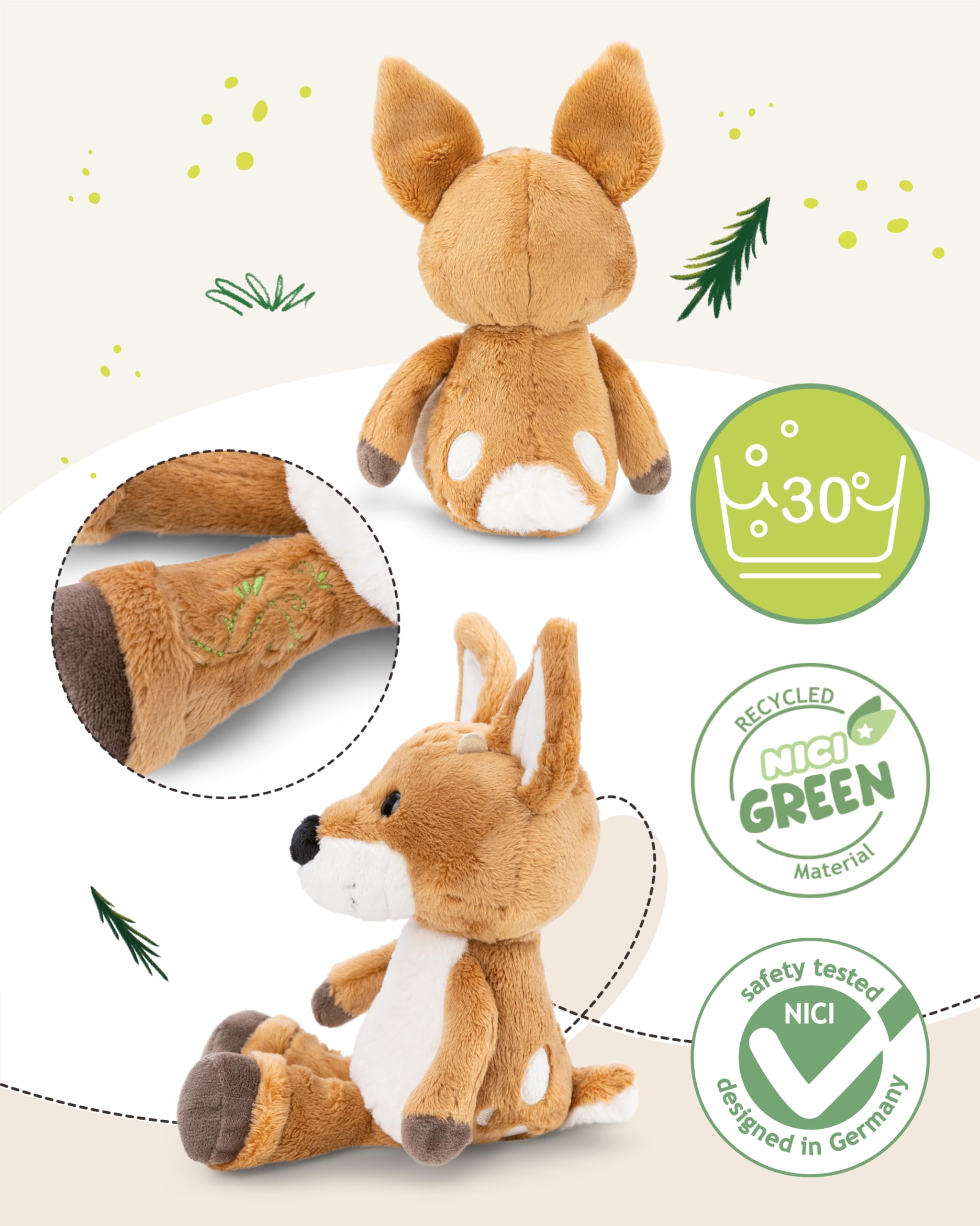 NICI Kuscheltier Rehbock René Roebuck 25cm - braun - Weiches Plüschtier – niedliches Stofftier zum Kuscheln & Spielen – tolle Geschenkidee für Kinder & Erwachsene - 62269 3