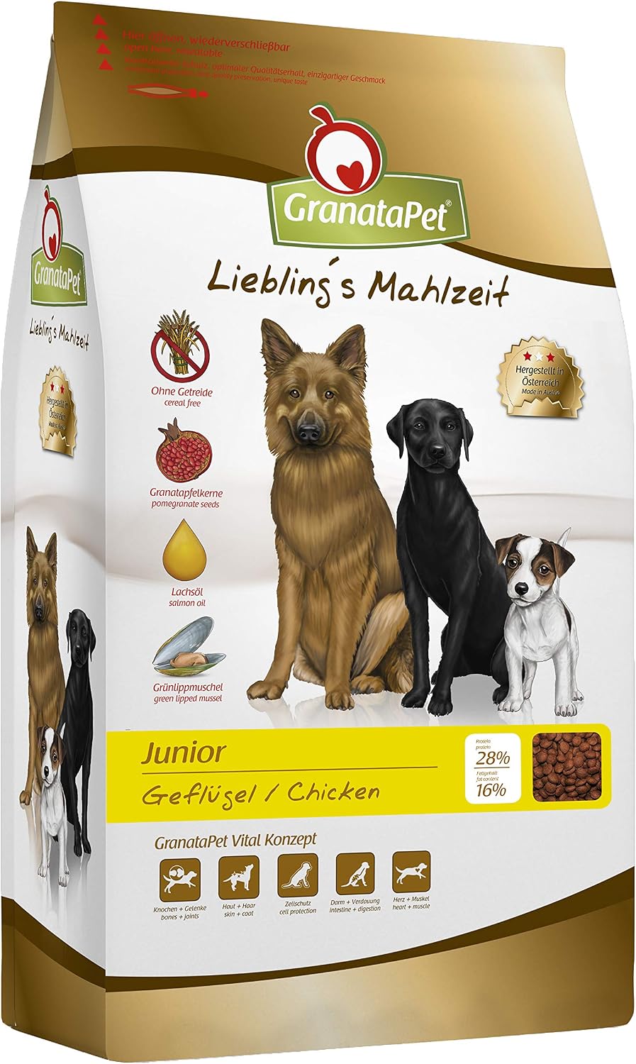 GranataPet Liebling's Meal Poultry Junior, Dry Food for Dogs Dog Food without Cereals and No Sugar Additives, Complete Food, 10 kg