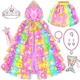 Qezny Toddler Dress Up Clothes,Princess Mermaid Costume For Girls,Light Up Mermaid Cape for Little Girls and Toddler Girls,Birthday Christmas Halloween Mermaid Toys Gifts for Girls Age 3-8