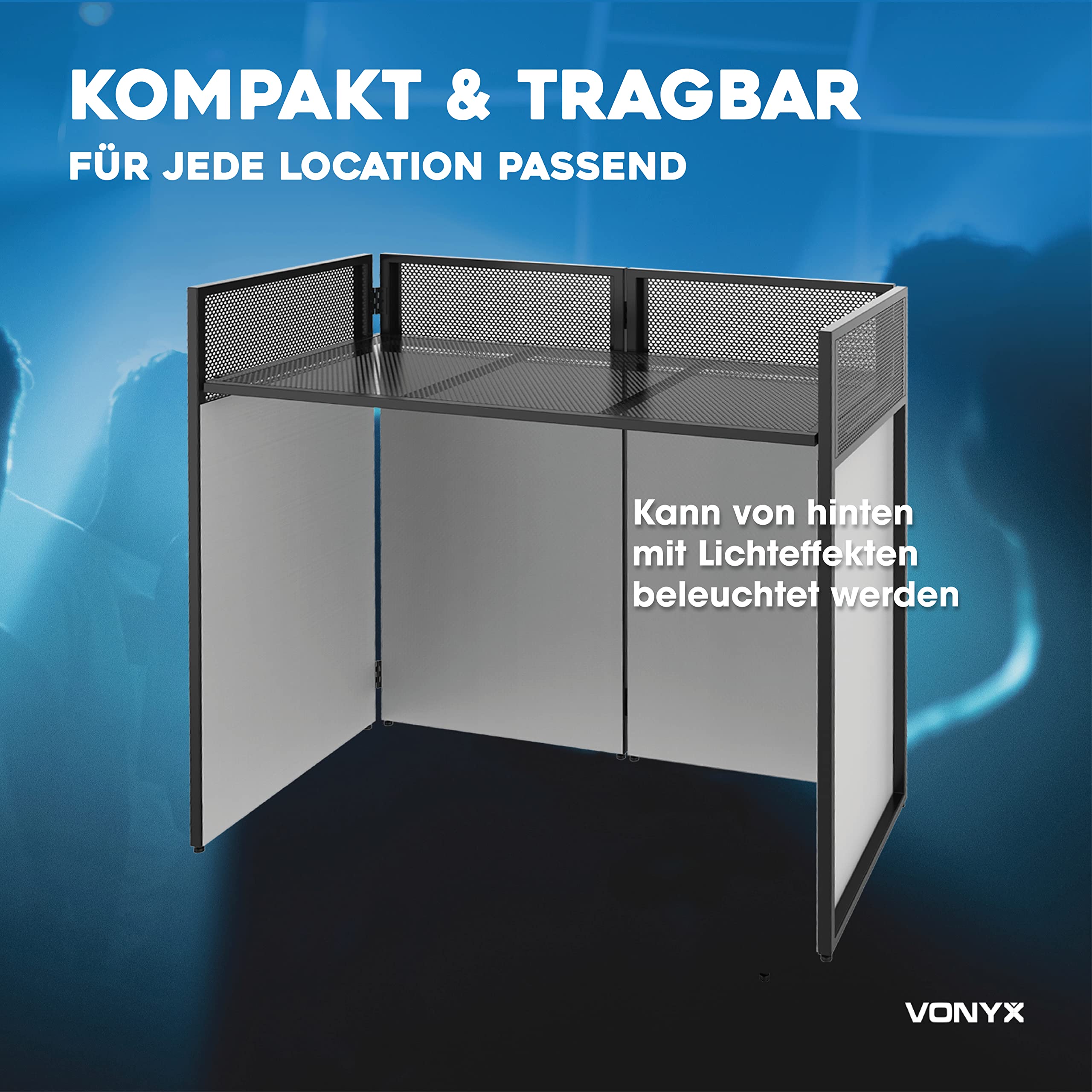 SMONTER Faltbarer DJ Tisch – Höhenverstellbar, Klappbar & Stylisch Mit Schwarz-weißer Verkleidung