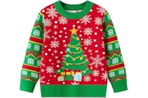 IOGONENV Ugly Christmas Sweater for Girls Funny Xmas Knit Pullover Shirts Kids Child Holiday Jumper Tops Outfit 2-14 Years