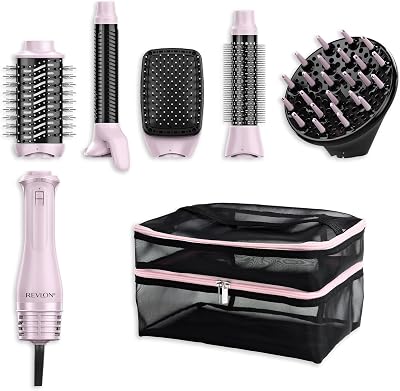 One‑Step™ 5‑in‑1 Multi Air Styler Pink Titanium Edition (inkl. Aufbewahrungstasche, 5 Aufsätze: Diffusor, Lockenaufsatz, Rundbürste, Paddle‑Bürste, Oval Volumiser – Keramik & Titanium)