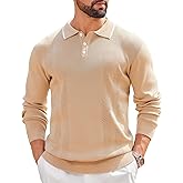 COOFANDY Mens Knit Polo Sweaters Long Sleeve Vintage Polos Casual Dress Pullover Old Money Tops