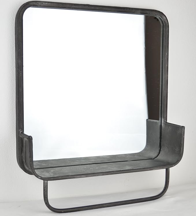 Schmiedegarten Badespiegel mit Handtuchhalter im Industrie Stil – Regal