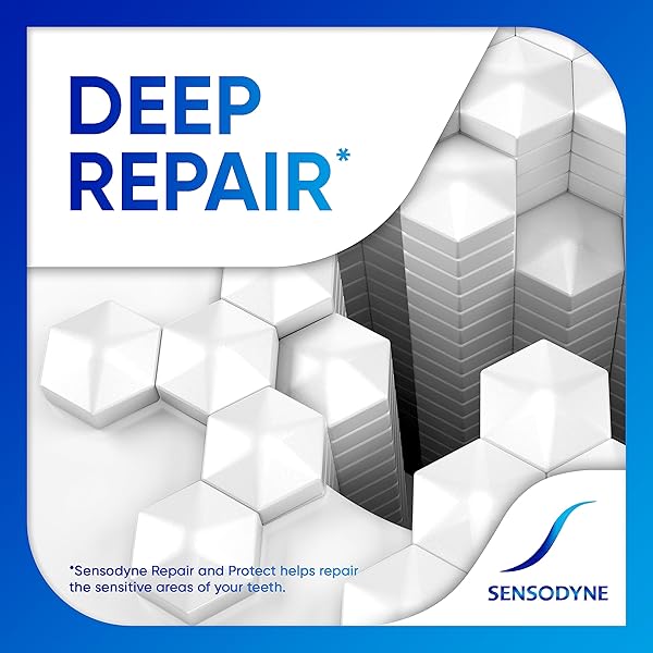 SENSODYNE REPAIR AND PROTECT WHITENING TOOTHPASTE, TOOTHPASTE FOR SENSITIVE TEETH AND CAVITY PREVENTION, 3.4 OZ (PACK OF 2)