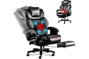 BLISNEST 3D Kneading Massage Office Chair, Oversized 600LBS Big and Tall Executive Office Chair with Footrest, Reclining Computer Chairs, Wider Upholstered Seat Ergonomic Desk Chair for Home Office,Black