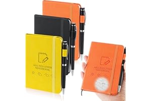 Resholder 3 Packs Waterproof Notebook 4" x 6" Stone Paper Notebook All-weather Small Pocket Notepad A6 Steno Pads Rain Waterproof Notepad for Woodworker Outdoor Wild Hiking(Black, Orange, Yellow)