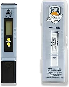 Fermentaholics Digital pH Meter, pH Meter with 0.00-14.00 pH Range Test for Brewing Kombucha, Wine, Beer, Mead, Fermentation pH Tester with ATC