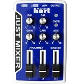 JUST MIXER Audio/DJ Mixer - Battery/USB Powered Portable Pocket Audio Mixer w/ 3 Stereo Channels (3.5mm) Plus On/Off Switch (Blue)