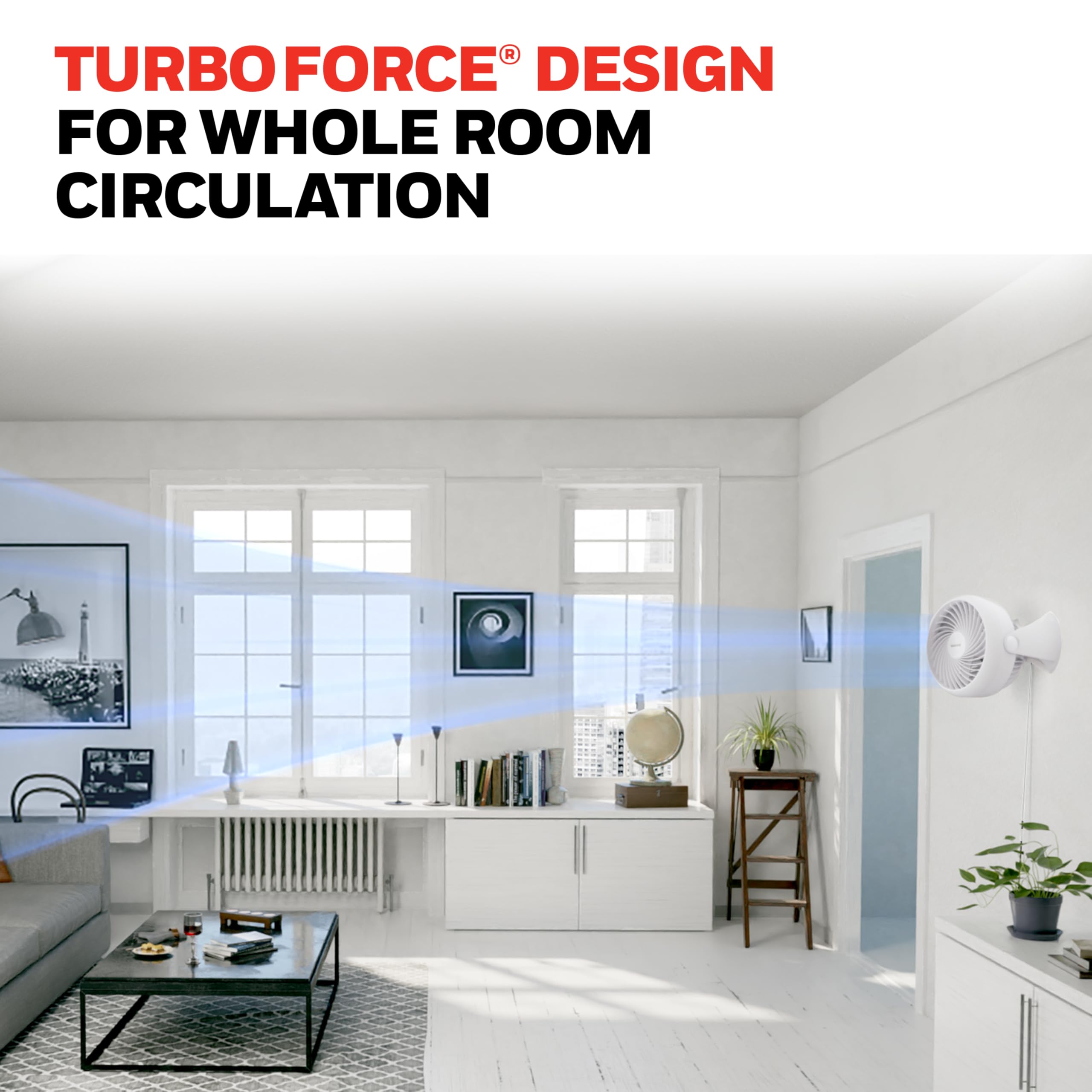 Honeywell TurboForce Air Circulator, Small Tabletop Fan, Quiet Personal Fan for Home or Office, 3 Speeds, 90 Degree Pivoting Head, White, HT-904