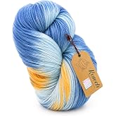 Katech Variegated Wool Yarn for Crocheting, Cashmere Sock Yarn-3 DK Weight | 70% Wool 30% Polyester-250g/8.82oz, 738yds Hand Dyed Yarn-Warm Wool Blend Yarns for Knitting Socks, Scarf, Blanket, Shawl(C)