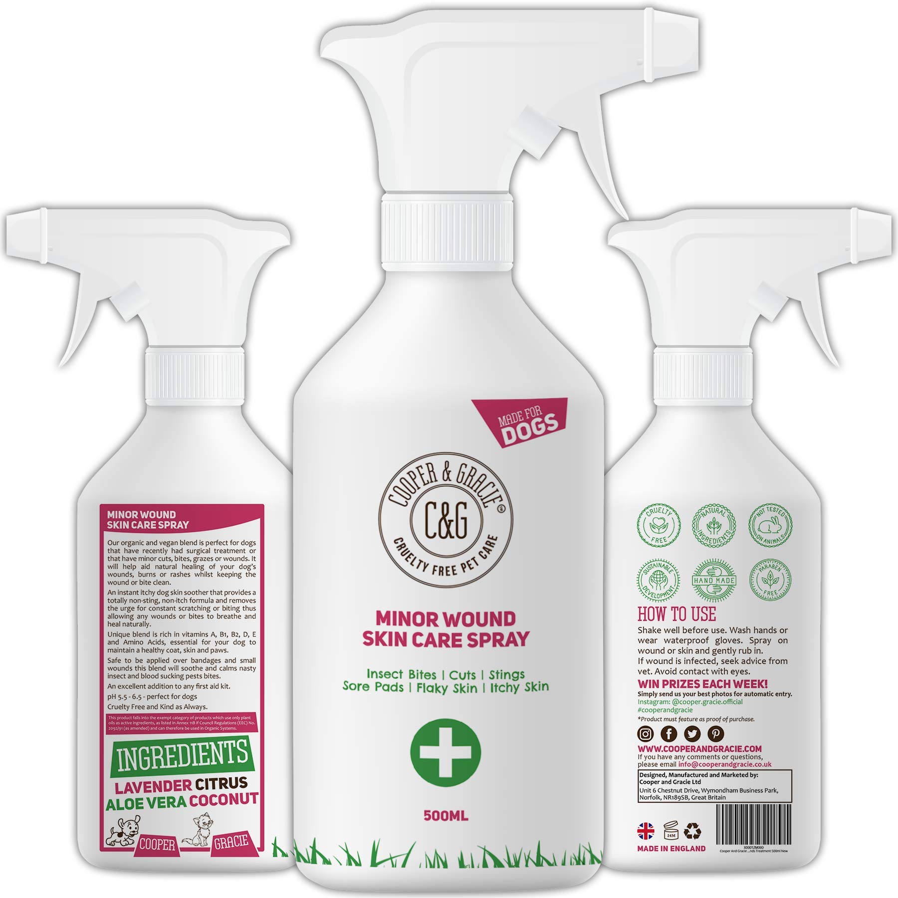 C&G Pets Wound Spray For Stinky Itchy Dogs 500 ML | Purple First Aid Sprays | Dog Animal Skin Cuts Wounds Treatment