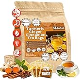 Turmeric Ginger Cinnamon Tea Bags - 100% Natural Anti-Inflammatory Herbal Blend, 120 Count Caffeine Free Vegan Wellness Tea for Digestive Health &amp; Immune Support - Warm Spicy Comfort in Every Cup