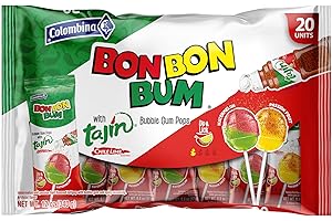 Colombina Bon Bon Bum Tropical Passion Fruit & Watermelon with Tajin Seasoning Chile Lime Dip, 20 Count (Pack of 1)