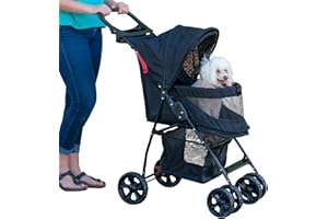 PET GEAR INC Pet Gear No-Zip Happy Trails Lite Pet Stroller for Cats/Dogs, Zipperless Entry, Easy Fold with Removable Liner, Safety Tether, Storage Basket + Cup Holder, 3 Colors