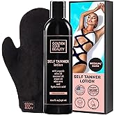 Organic Self Tanning Lotion for Natural Looking Tan-Fake Tan-Best Sunless Tanning Lotion for Bronze Skin-Best Self Tanners for Face and Body-with Tanning Mitt