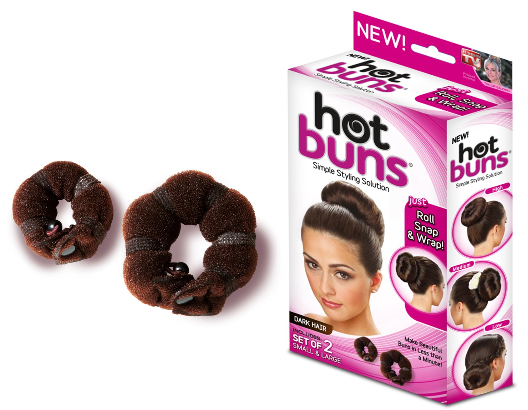 Hot Buns Simple Styling Solution Dark Hair Color 2 Pack 1 Large