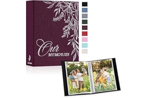 Lanpn Photo Albums 4x6 100 Photos 2 Packs Slip in, Linen Hardcover Small Mini Capacity OURMEMORIES Photobook Photo Book Each Pack holds 100 Vertical Photos (Purple)