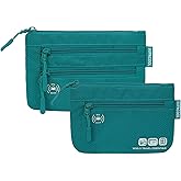 SUPACOOL Passport Holder Bag, Travel Wallet for Men Women Family, Passport Pouch, Card Holder Organizer, RFID Blocking, Two-piece Set(Green)