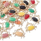 KitBeads 100pcs Random Enamel Crab Charms - Colorful Sea Food Ocean Animal Kawaii Mini Marine Life Charms for Jewelry Making Bracelets Bulk