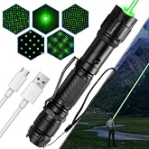 LETEAPII Green Laser Pointer, Type-C Rechargeable with Pocket Clip | Single-dot and removable star cap, wrist strap, for outdoor journeys, camping, presentations and TV/LED/LCD screens