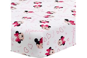 Lambs & Ivy Disney Baby Minnie Mouse Love White/Pink Heart Fitted Crib Sheet