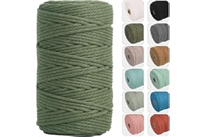 NOANTA 4mm 109yards Macrame Cord Olive Green Cotton Rope for Wall Hanging, Plant Hangers, Crafts, Knitting