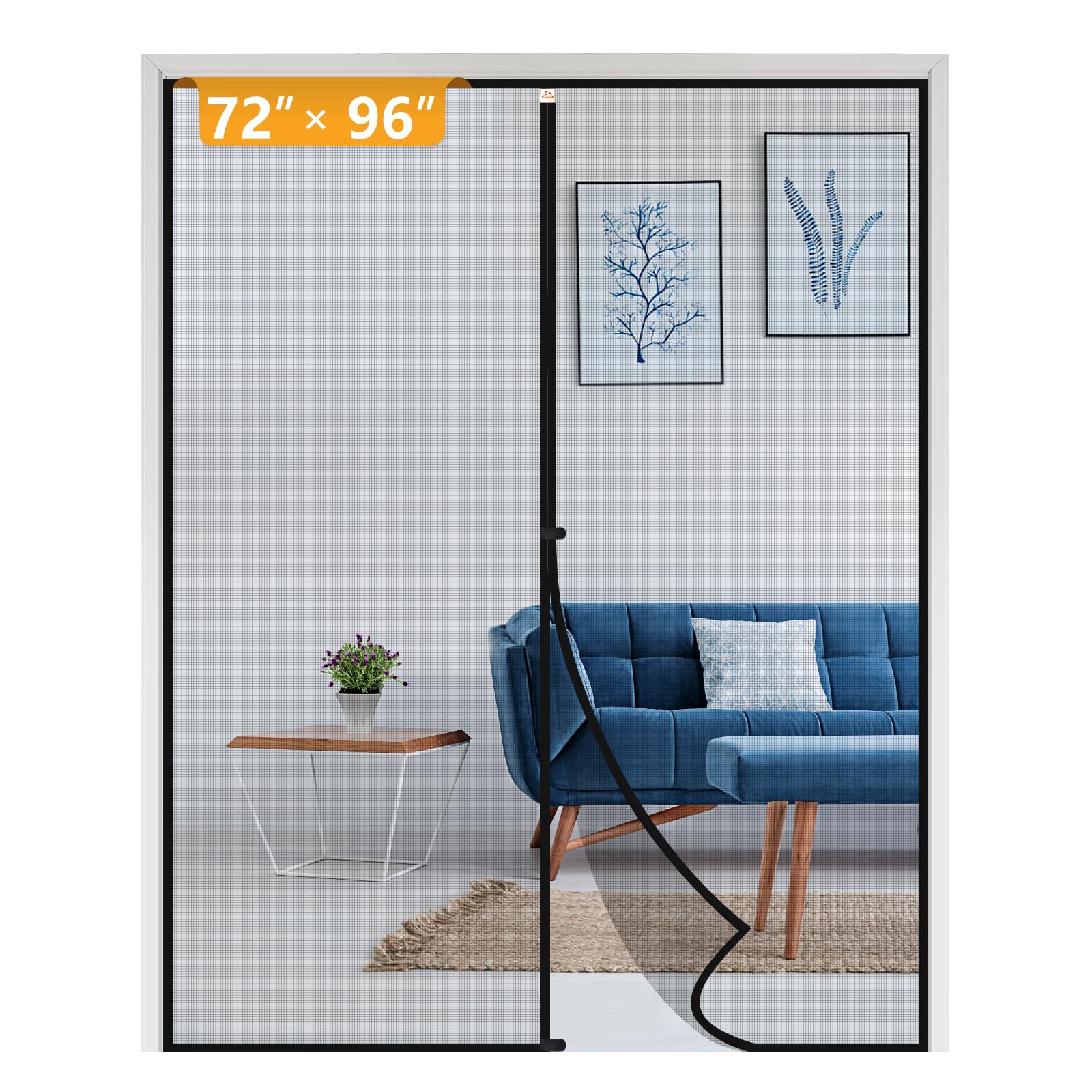 Photo 1 of Yotache Magnetic Screen Door Fits Door Size 72 x 96, Screen Size 74" x 97" Strengthened French and Patio Door Screen Curtain Black
