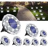 Solar Ground Light Outdoor 8 Pack Mini Solar Grounf Lights Waterproof Landscape Lighting Solar Powered Pathway Lights LED Disk Light for Patio Lawn Driveway Yard Decor, Cool White