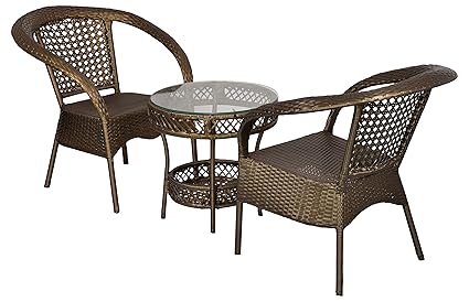 FurniFuture King Outdoor Patio Furniture Set 2+1 - (Golden)
