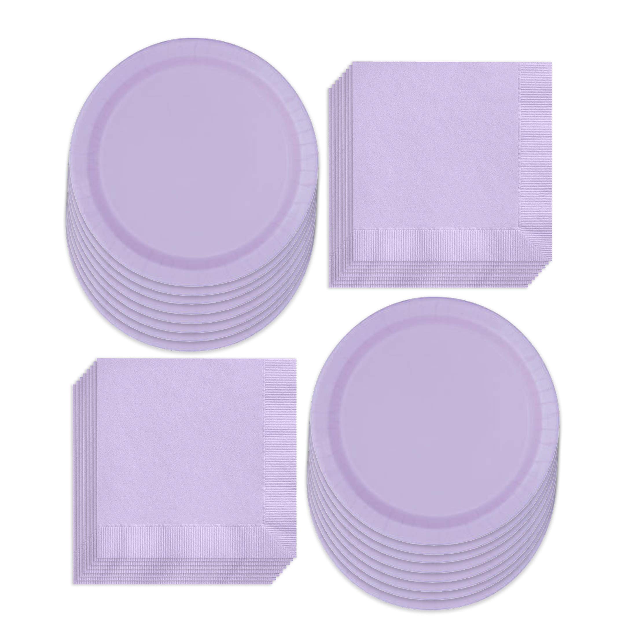 Solid Purple Paper Dinner Plates and Luncheon Napkins, Purple Party Supplies and Table Decorations (Serves 16)