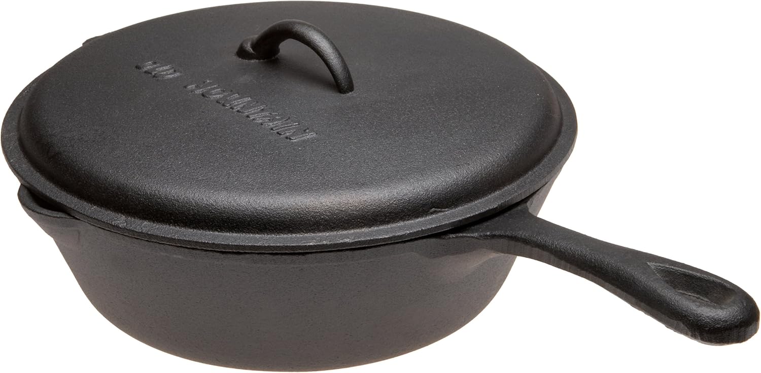 Old Mountain Pre Seasoned 5 Quart Deep Fry Skillet with Assist Handle and Lid, 12 Inch x 3 1/2 Inch
