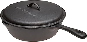 Old Mountain Pre Seasoned 5 Quart Deep Fry Skillet with Assist Handle and Lid, 12 Inch x 3 1/2 Inch