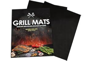 Grill Gods Grill Mat - Premium BBQ Grill Mats - Non Stick Non Slip Cooking Mats (Set of 2) - Easy to Clean and Reusable Grilling Accessories - 15.75 x 13 Inches