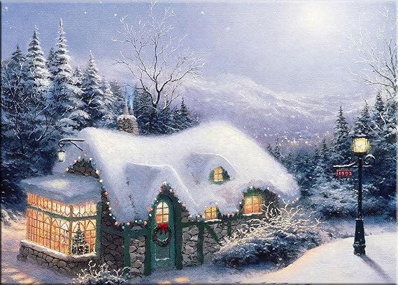 Amazon De Led Wandbild Drucken Winterschnee Licht Oben Segeltuch