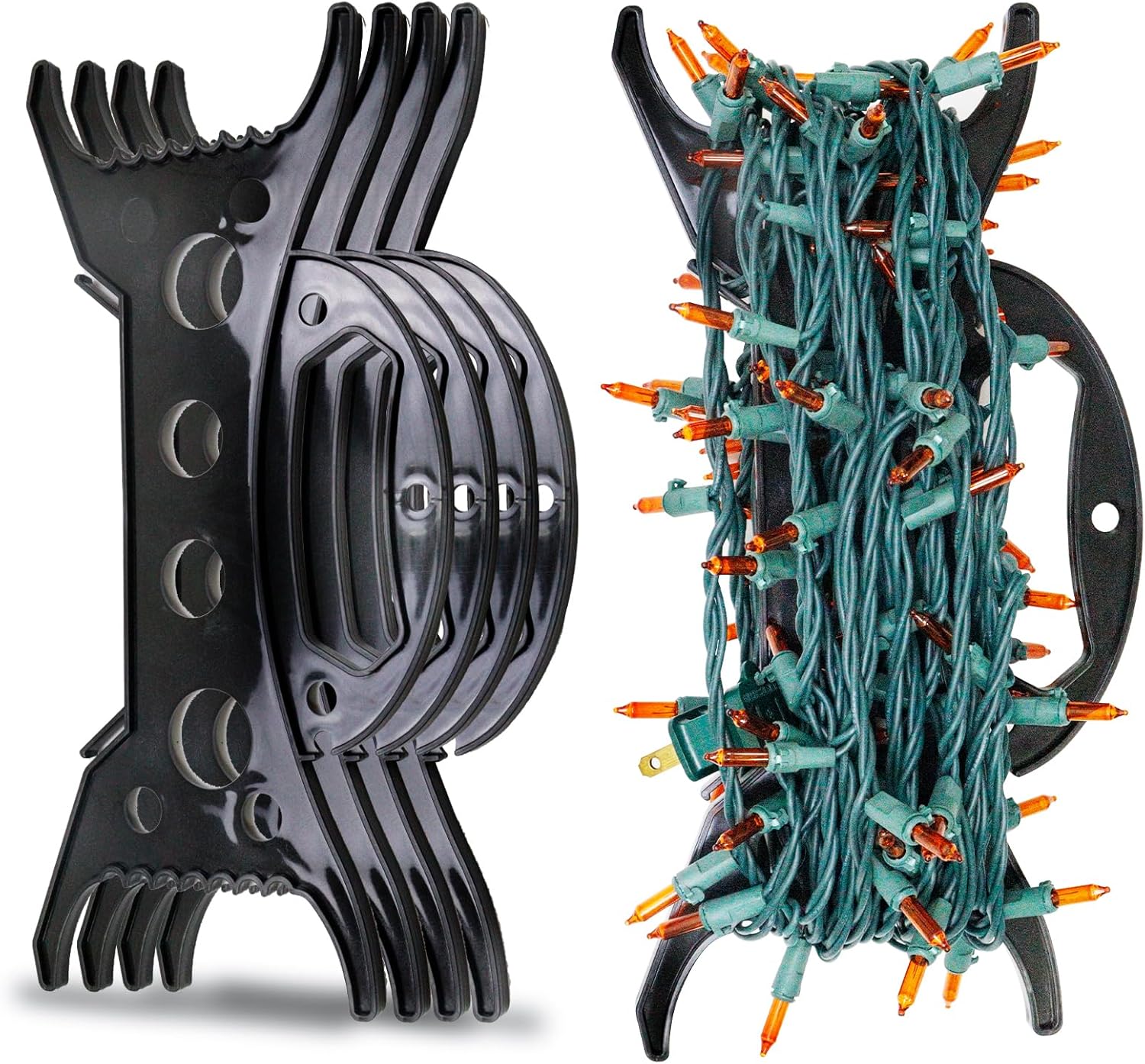 Holiday Décor Storage - CXLHO 8Pack Christmas Light Storage Holder, All-Purpose Holiday Light Storage, Light Cord Wind up, Christmas Light Organizer for String Lights, Extensions Cords, Garland, Beads and More, Black