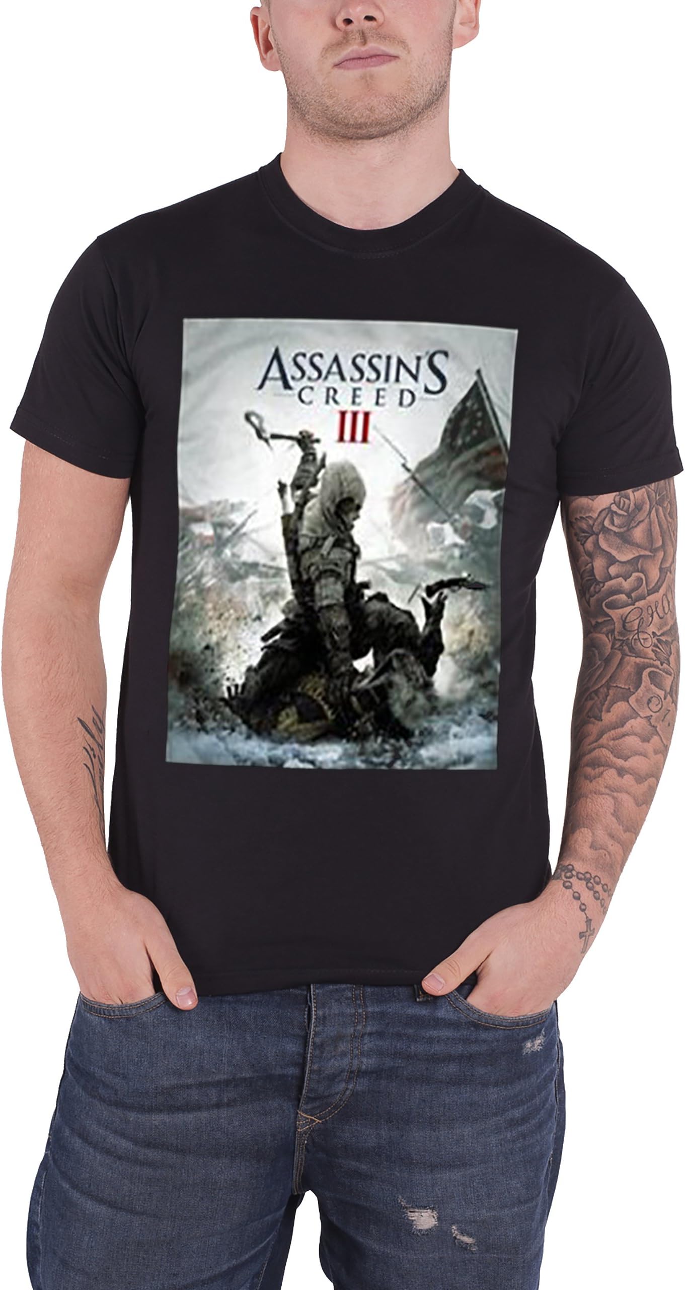 Official T Shirt ASSASSINS CREED III 3 Black GAME COVER XL