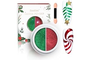 BEETLES GEL POLISH Beetles Chrome Nail Powder Christmas 2 Colors Mirror Effect Red Green Metallic Cromer Powder for Nail Solid Pigment Nails Art Decoration Glitter Manicure Design Gift for Women