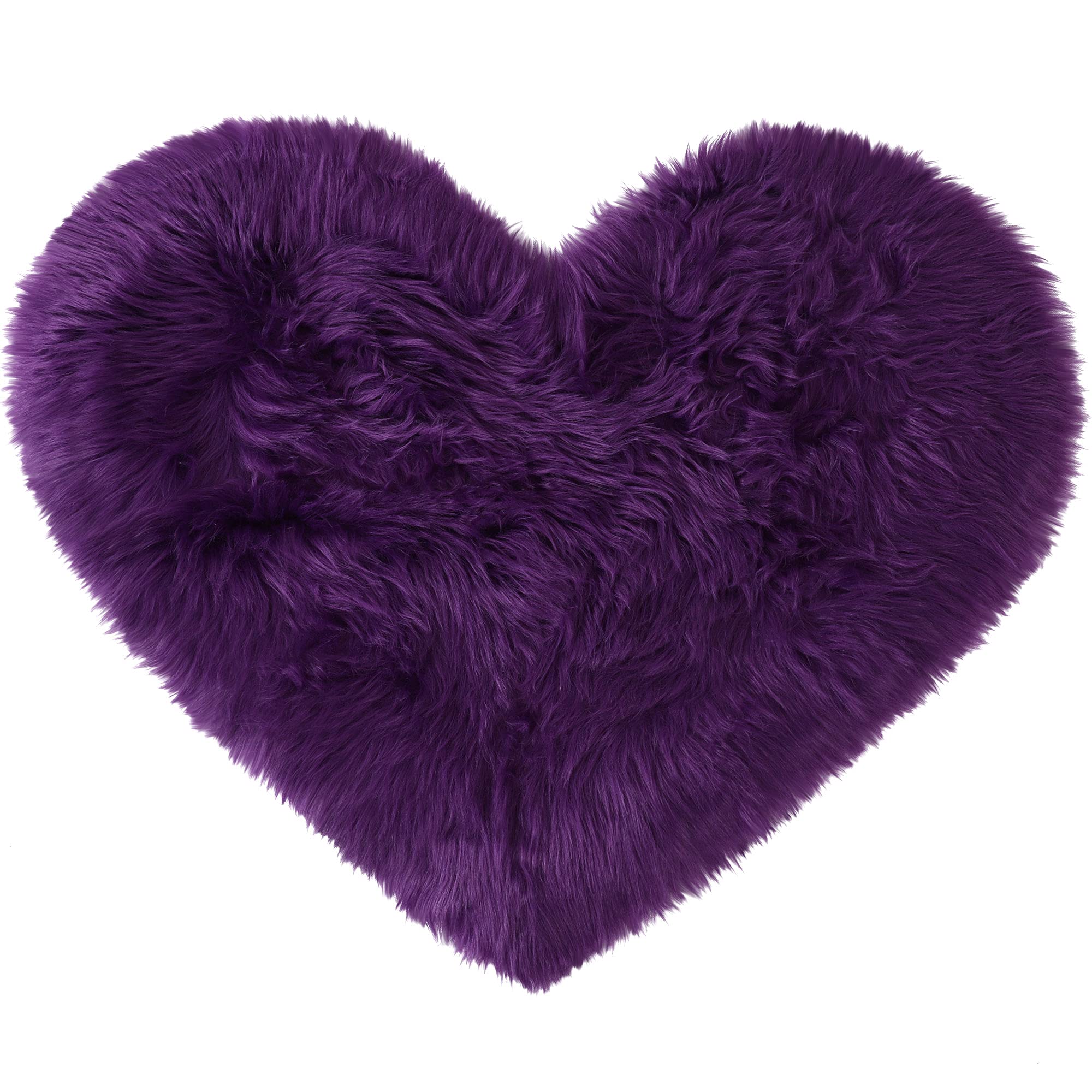 sourcing map Faux Fur Sheepskin Area Rugs, Heart Shaped Shaggy Fluffy Rug for Sofa Living Room Bedroom Floor - Soft Deep Pile Plush Carpet Non Slip, 70 x 90cm/2.3x3ft Purple