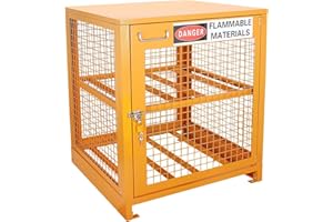 Sidasu Propane Tank Storage Cabinet - 31"x30"x35" Yellow Steel Box Holds 4 Cylinders (Fits 3,5,11,20,30,33lb Tanks)