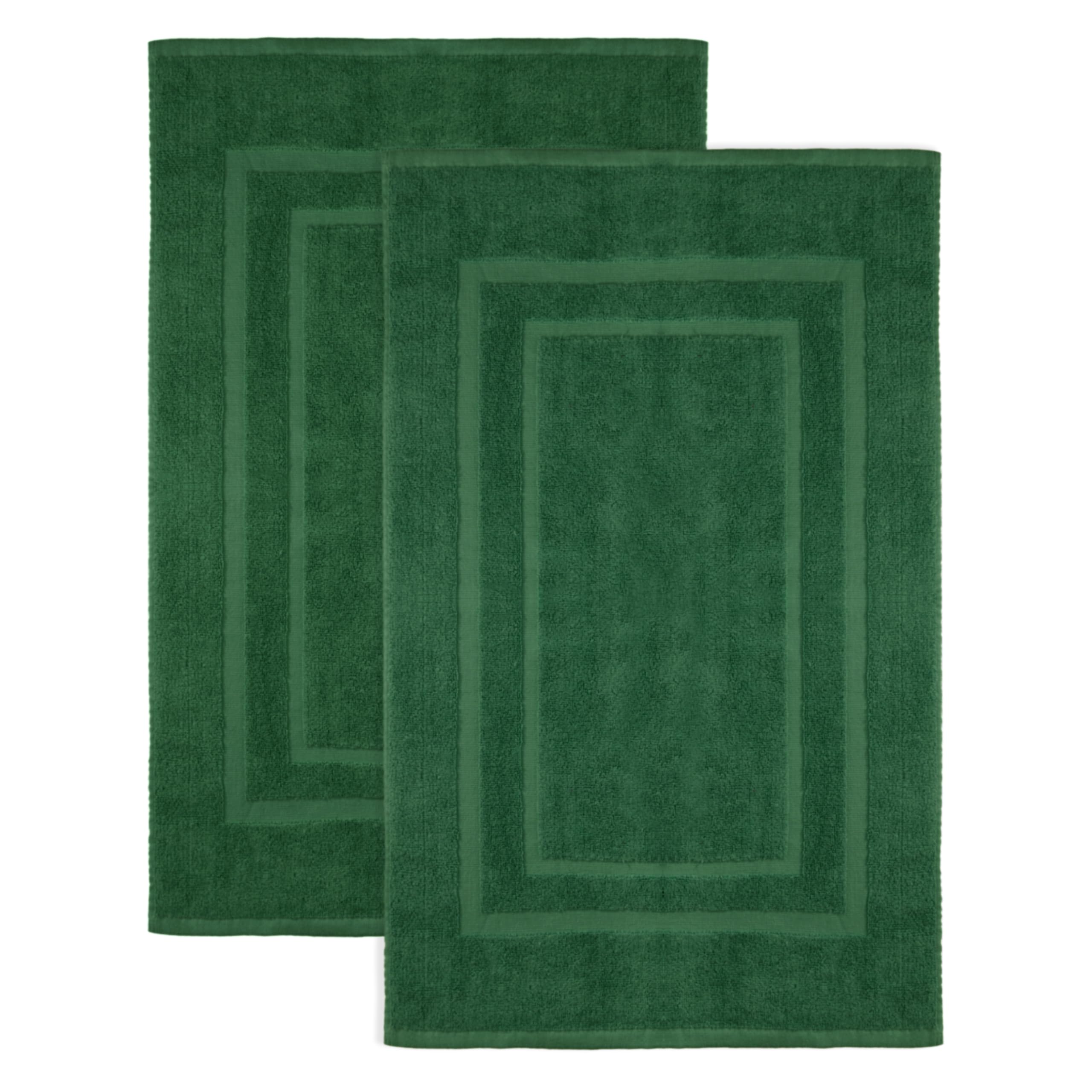 NatureMark Pack of 2 Terry Towelling Bath Mats, 50 x 80 cm, 100% Cotton, Dark Green — image 1