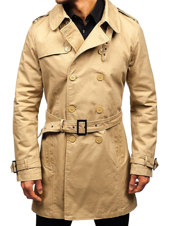 BOLF Herren Mantel Wintermantel Trenchcoat Übergangsjacke Klassischer Kurzmantel Stehkragen Reverskragen Elegant Bussiness Style 4D4