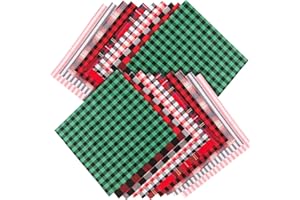 ZYP 20 Pcs Christmas Cotton Fabric Squares, 10 x 10 Inch Christmas Plaid Buffalo Check Fabric Precut Scraps for Christmas DIY Craft Sewing Quilting