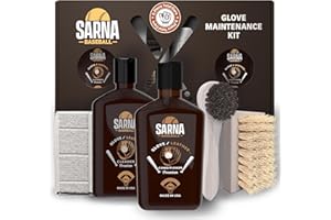 SARNA BASEBALL Sarna Glove Conditioner Kit – Includes Cleaner, Soft & Hard Brushes, Microfiber Cloth – Non-Darkening Leather Conditioner for Baseball Gloves, Mitts & Softball Gear – Pro-Grade Care for Longevity