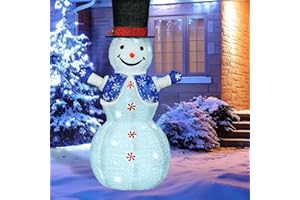TDMOON Snowman Outdoor Christmas Decorations, 4.1FT Lighted Large Outdoor Snowman with Scarf and Snowflake Cloth Vest, Light-up for Indoor Outside Xmas Yard Decorations
