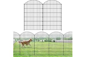 FOREHOGAR Metal Garden Fence 48in (H) x 20.3ft (L), 8 Panels + 9 Stakes Dog Fence Border Fence Animal Barrier, No Dig Garden Fencing for Yard Flower Bed Lawn Patio Outdoor, CTW4808 Black