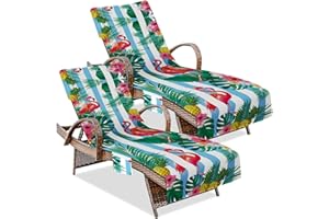 HEIFAM Lounge Chair Towel Cover 2 Pcs, Pineapple Pool Beach Chair Covers with Pockets, Sun Lounger Covers for Outdoor Sunbathing Trips, 85 X30 in