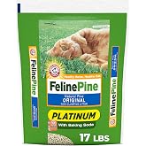 Feline Pine Platinum Non-Clumping Cat Litter 17lb | Plant-Based Cat Litter, Natural Odor Control, Low Dust, Unscented Formula, Lightweight, Safe for Kittens