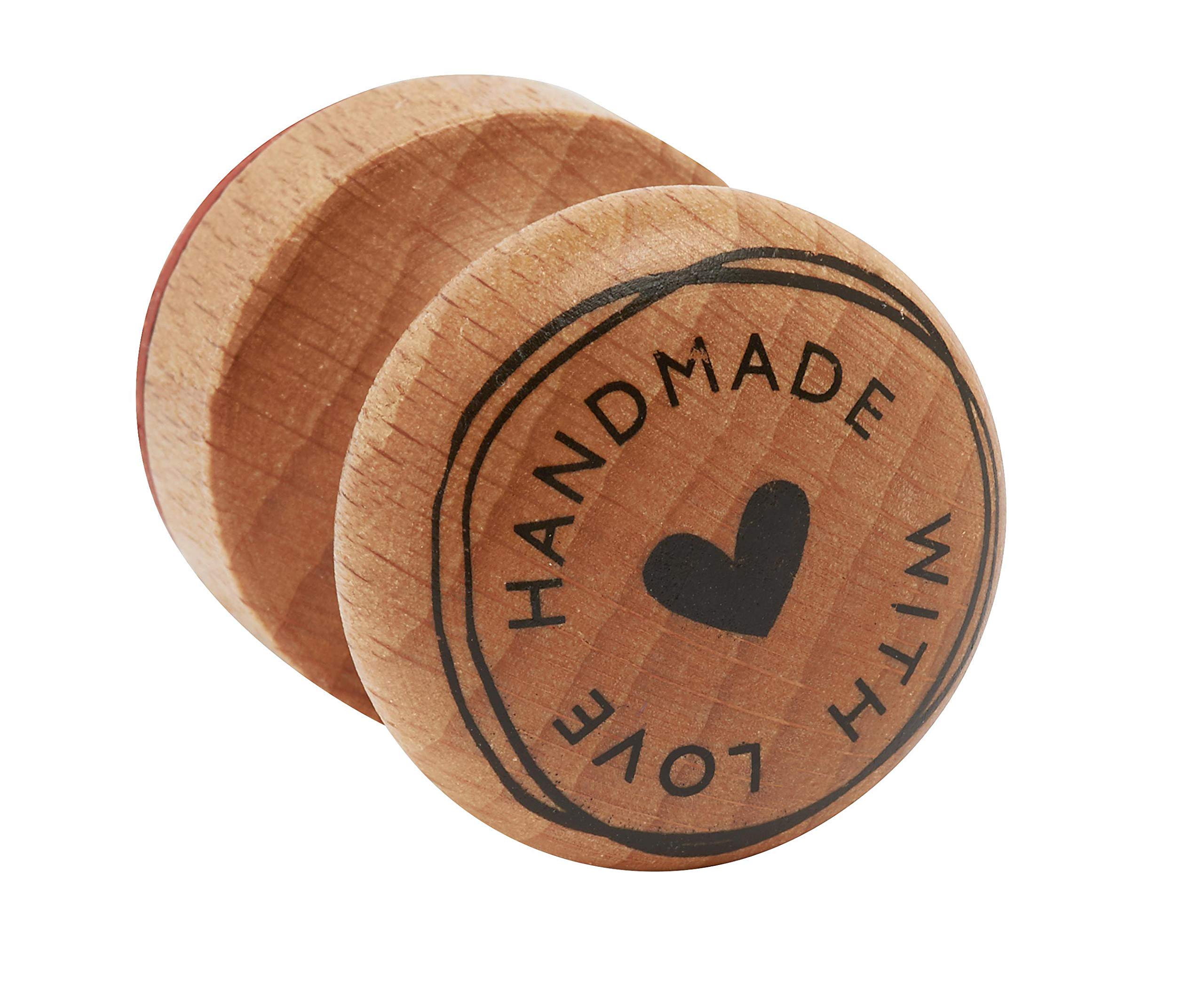 Rayher Wood Mounted Rubber Stamp featuring the phrase Handmade with Love, Stamp for Crafting, Card Making and Scrapbooking, Butterer, round, 3cm, 29022000