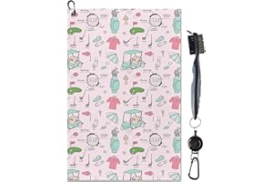 yrhsnclsdg Golf Towel Funny Pink Golf Towels for Golf Bags for Men Women with Clip Carabiner,Microfiber Waffle Pattern Disc Golf Towel Rag Golf Accessories Gifts for Men Women(Towel+Brush)